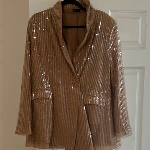 Boohoo Sequin Tan Blazer